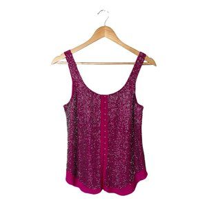 Renzo + Kai Silk Beaded Hot Pink Tank Top Sz XS